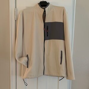 Sonoma Men’s fleece full zip jacket, size XXL, cream color with gray accents